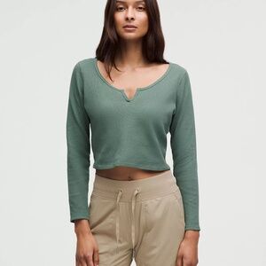 NWT Lululemon Athletica Cotton-Blend Henley Long-Sleeve Shirt